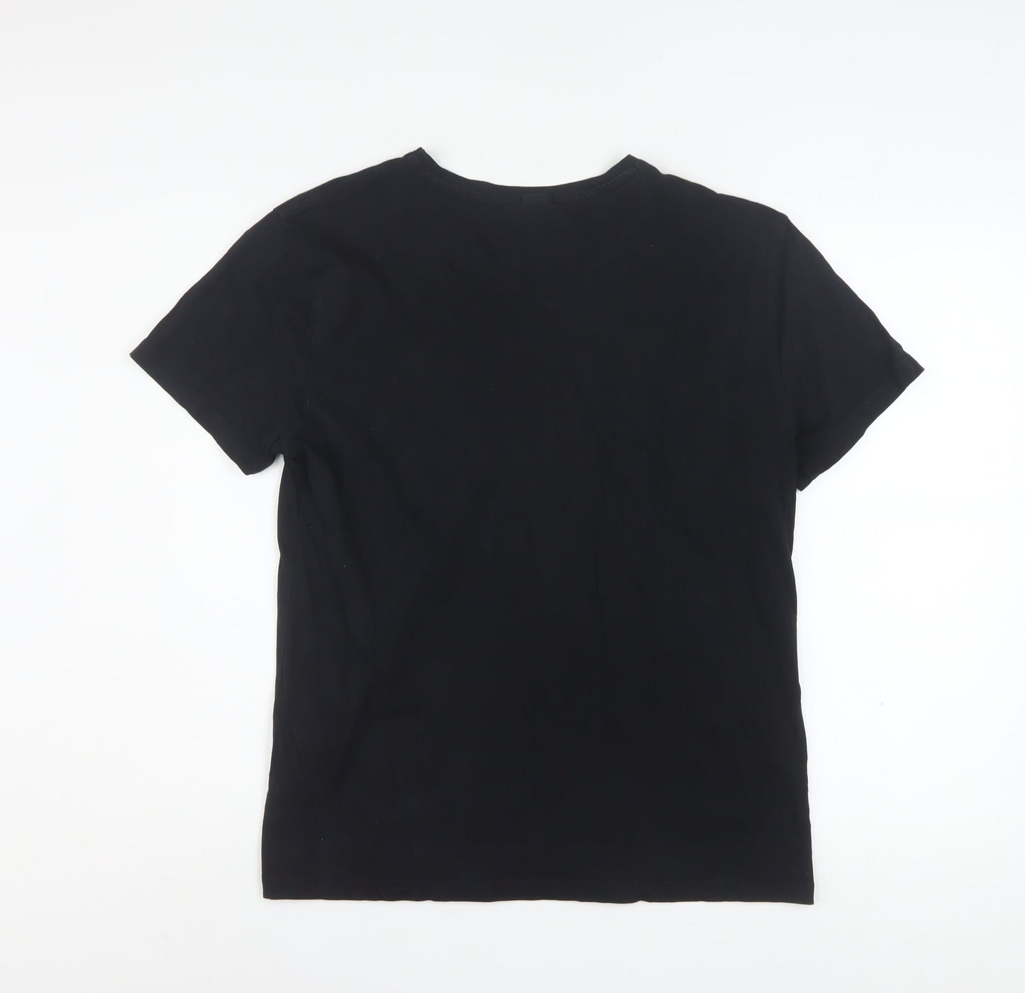 Hugo Boss Men Black Slim Fit V-Neck Cotton T-Shirt Size L