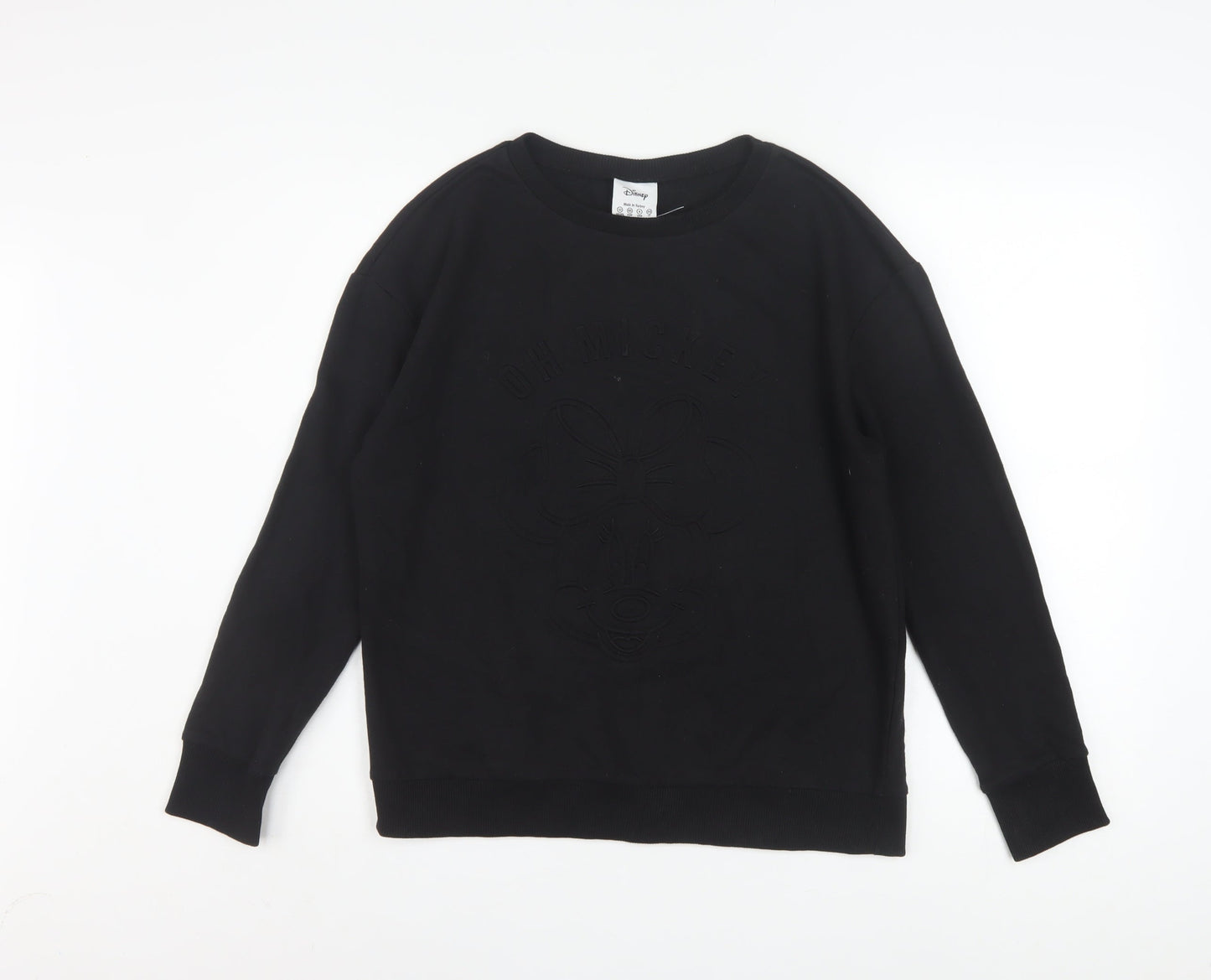 Disney Womens Black Minnie Mouse Embossed Pullover Sweatshirt Size 12