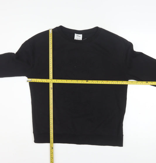 Disney Womens Black Minnie Mouse Embossed Pullover Sweatshirt Size 12