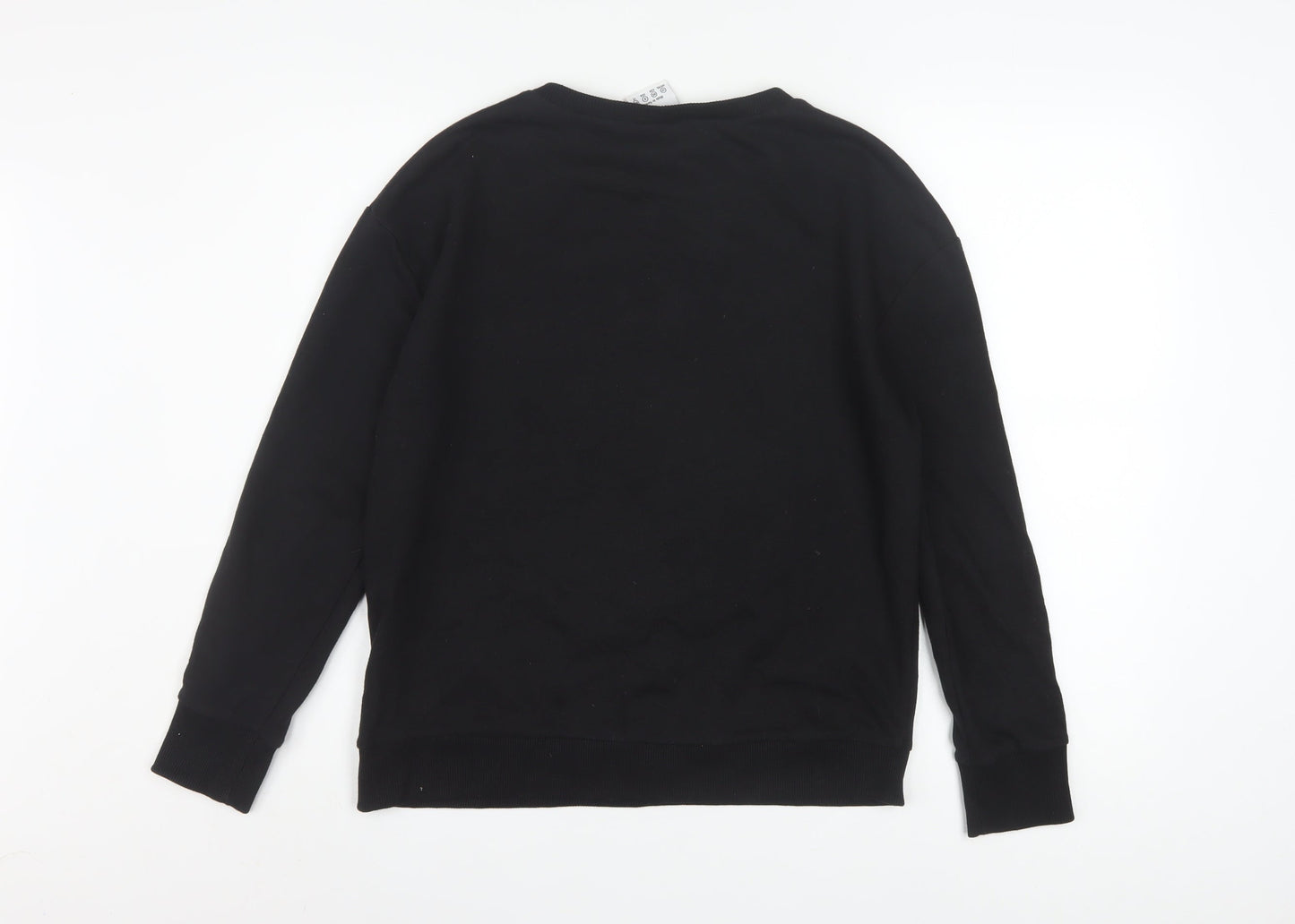 Disney Womens Black Minnie Mouse Embossed Pullover Sweatshirt Size 12
