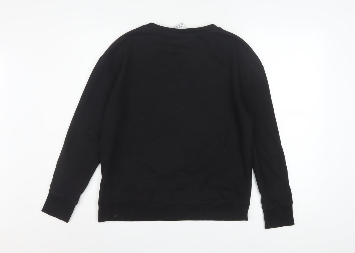 Disney Womens Black Minnie Mouse Embossed Pullover Sweatshirt Size 12