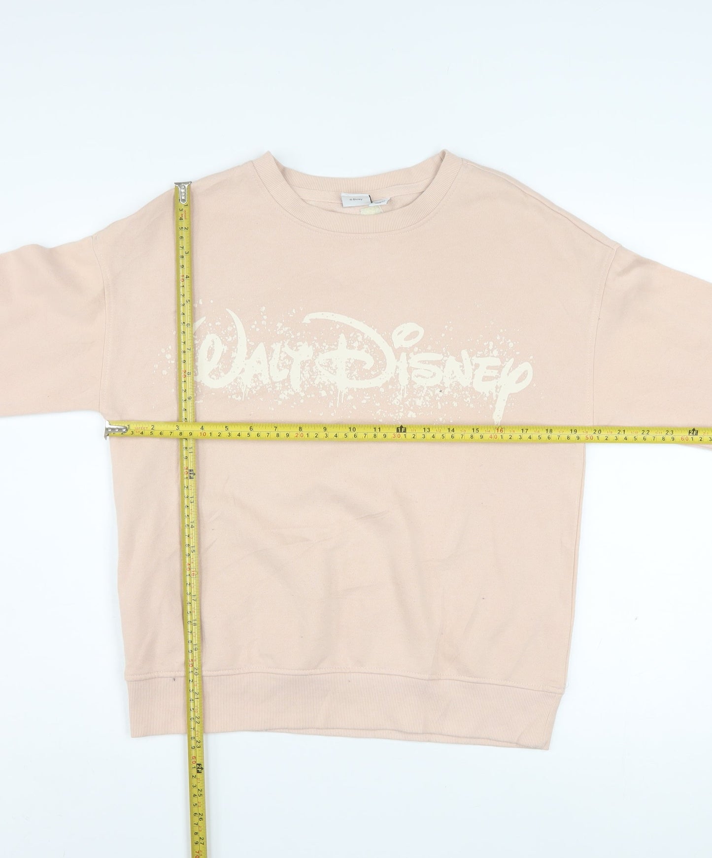 Disney Women Beige XS Pullover Sweatshirt with Logo Print