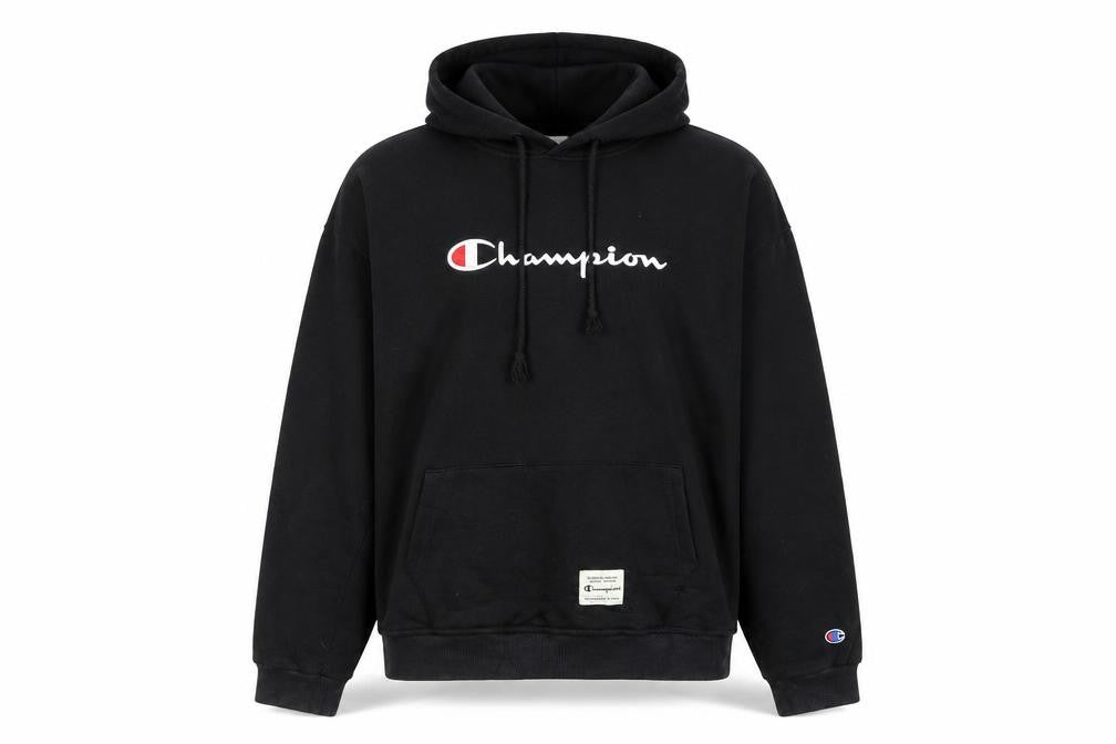 Champion Women's Black Pullover Hoodie Large Logo Embroidered Sweatshirt