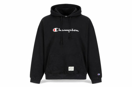 Champion Women's Black Pullover Hoodie Large Logo Embroidered Sweatshirt