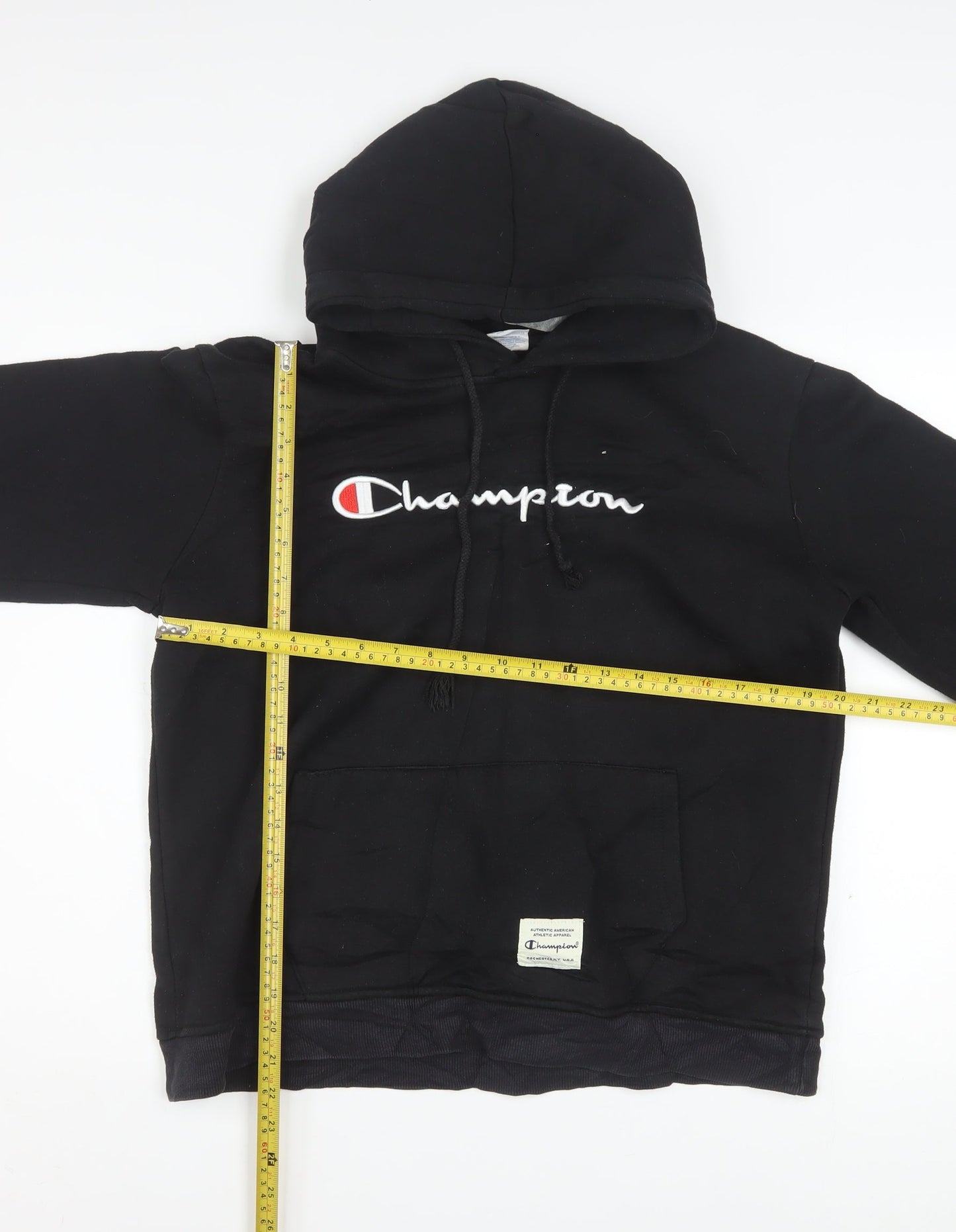 Champion Women's Black Pullover Hoodie Large Logo Embroidered Sweatshirt