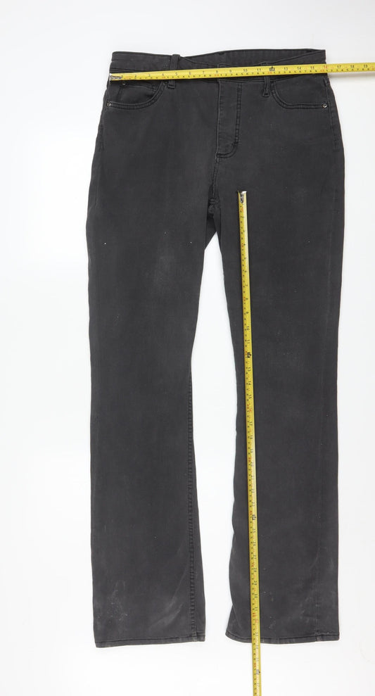 Lee Womens Black Straight Leg Jeans Size 14L Stretch Denim
