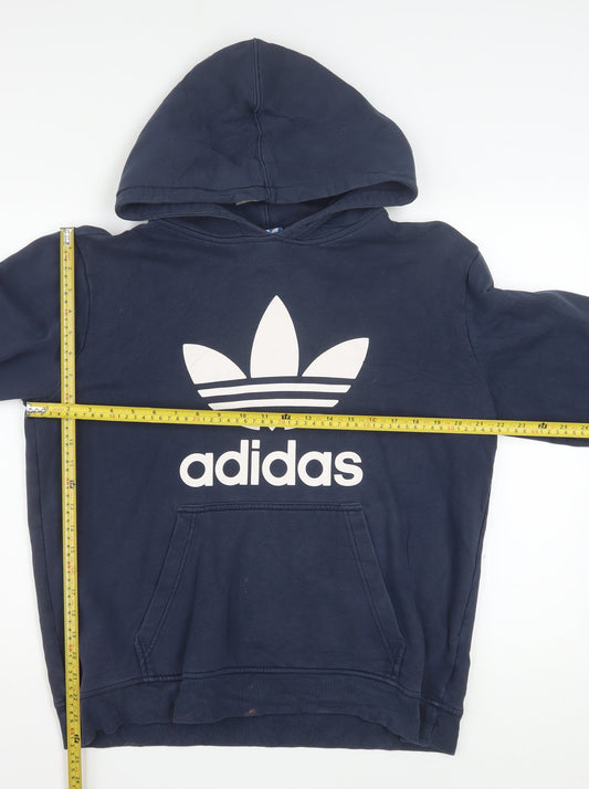 Adidas Men's Blue Pullover Hoodie L Fleece Logo Sweatshirt