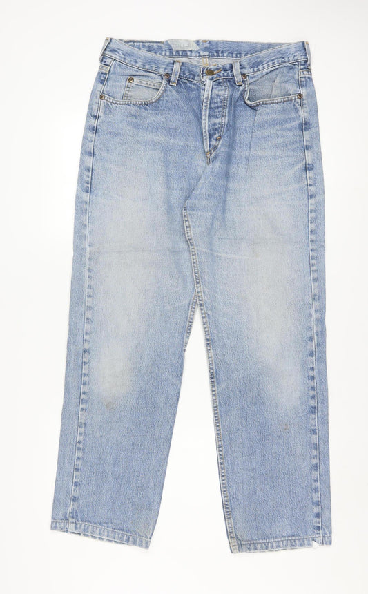 Lee Men's Blue 33x30 Straight Leg Denim Jeans Retro Style