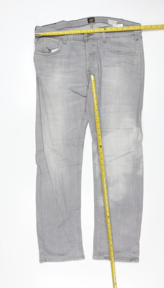 Lee Men Grey Daren Regular Fit Straight Denim Jeans W36 L32