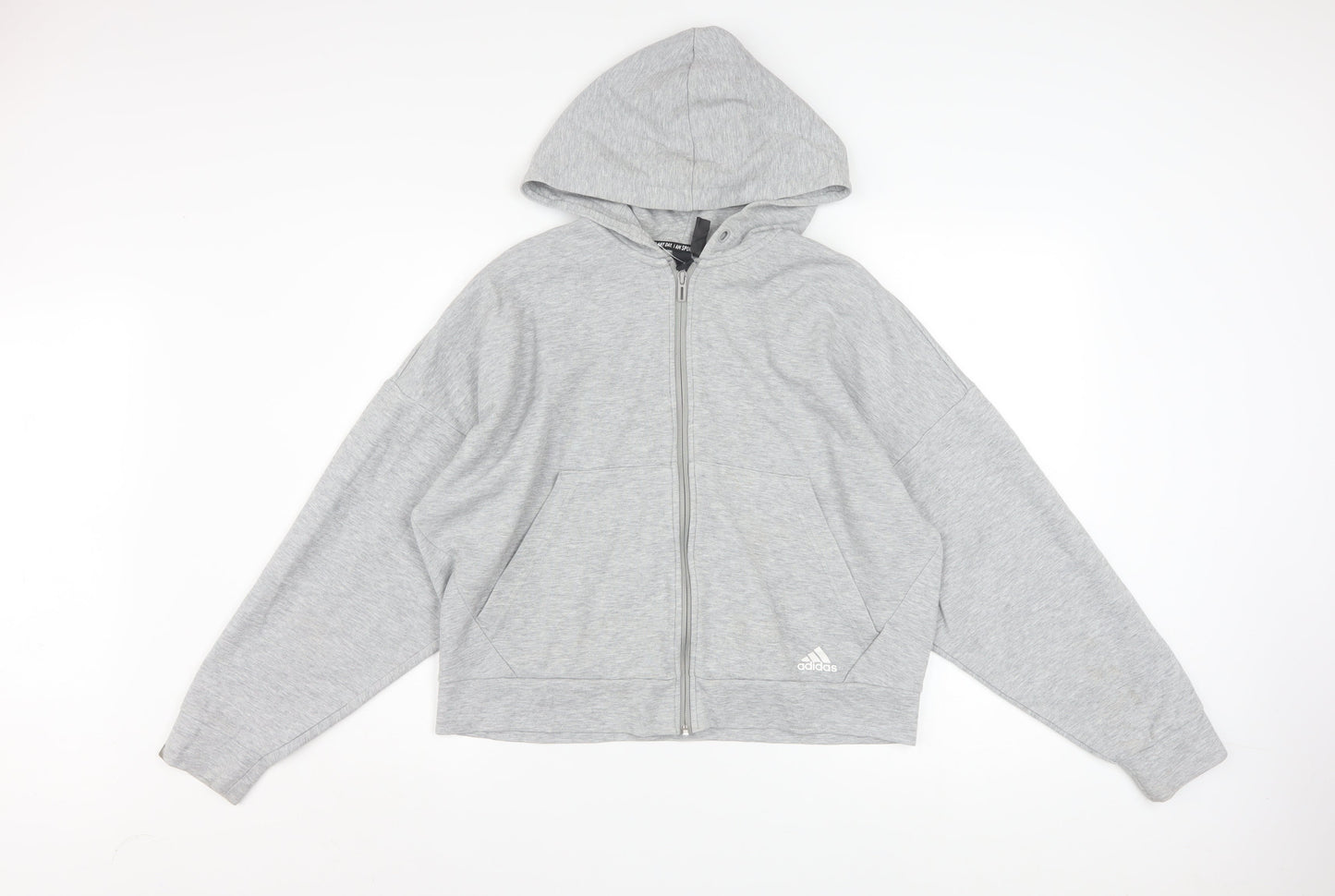Adidas Women’s Grey Full Zip Hoodie Size 16-18 Lined Sportswear