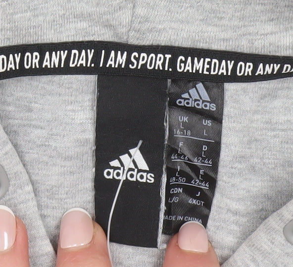Adidas Women’s Grey Full Zip Hoodie Size 16-18 Lined Sportswear