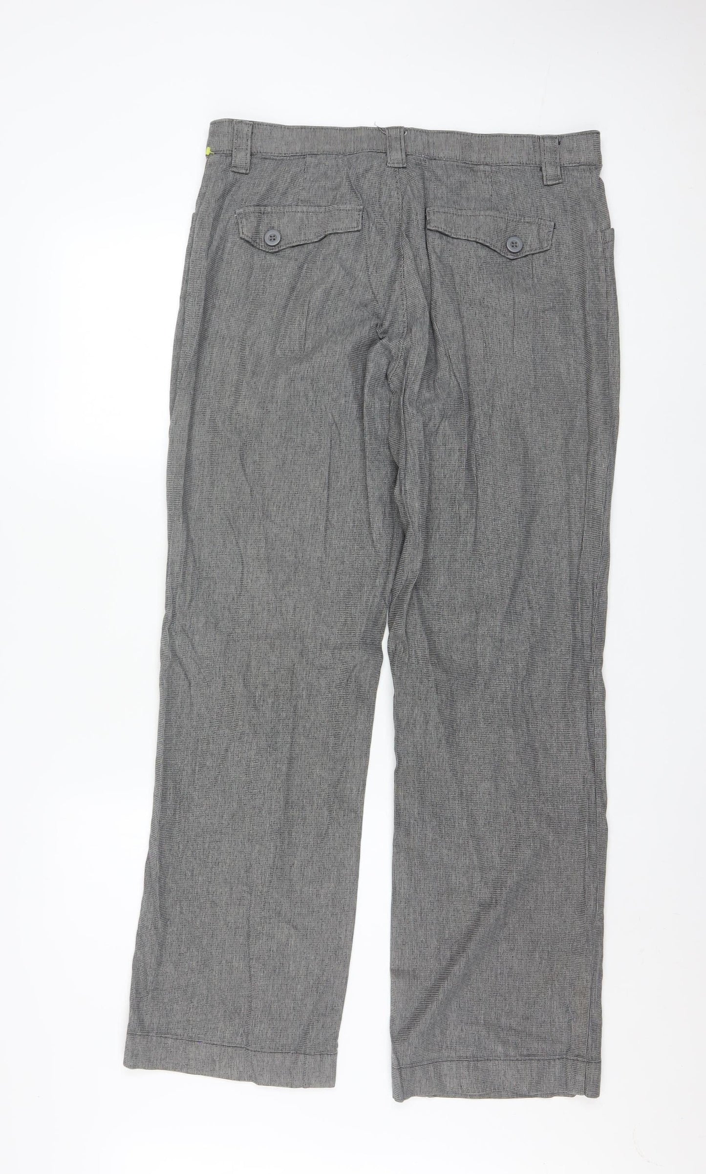 Lee Women Grey Stripe Chino Trousers Size 14 Medium Cotton Blend