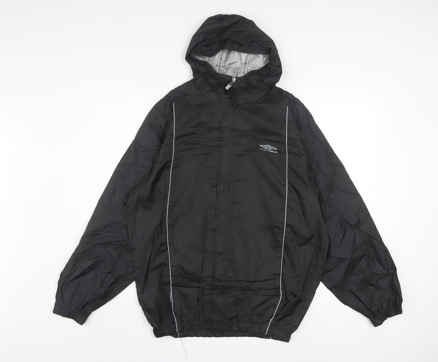 Umbro Mens Black S Lightweight Hooded Windbreaker Jacket
