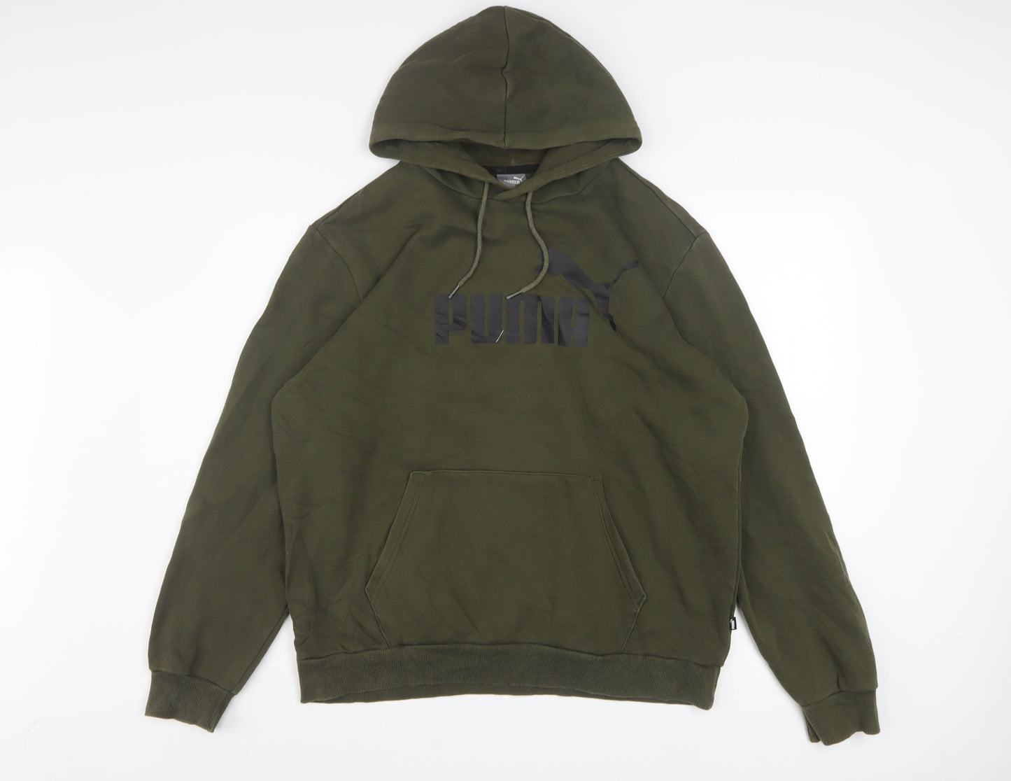 Puma Men's Green Pullover Hoodie L Regular Fit Fleece Sweatshirt