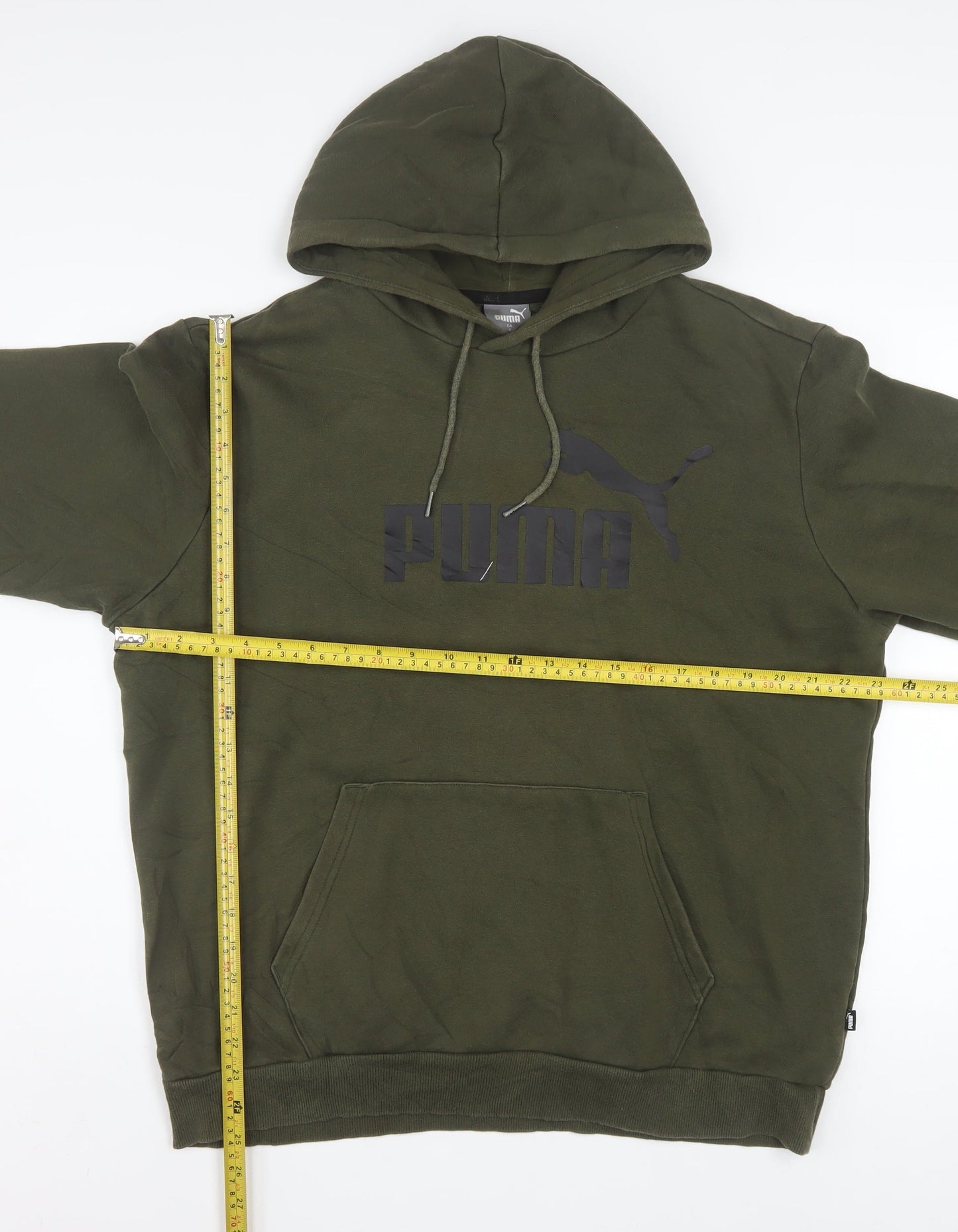 Puma Men's Green Pullover Hoodie L Regular Fit Fleece Sweatshirt