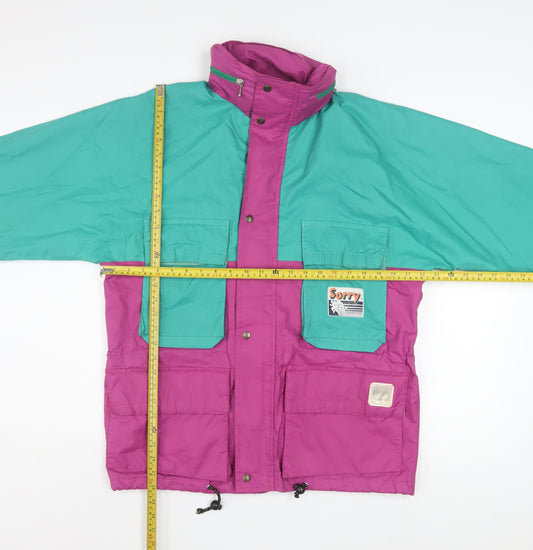 Sorry Vintage Women's Multicoloured Size 18 Ski Jacket Nylon 80s Style