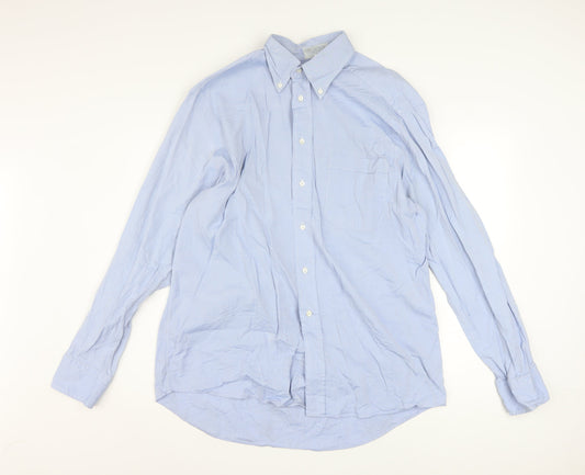 Hugo Boss Men's Blue 41 Button-Down Long Sleeve Cotton Shirt