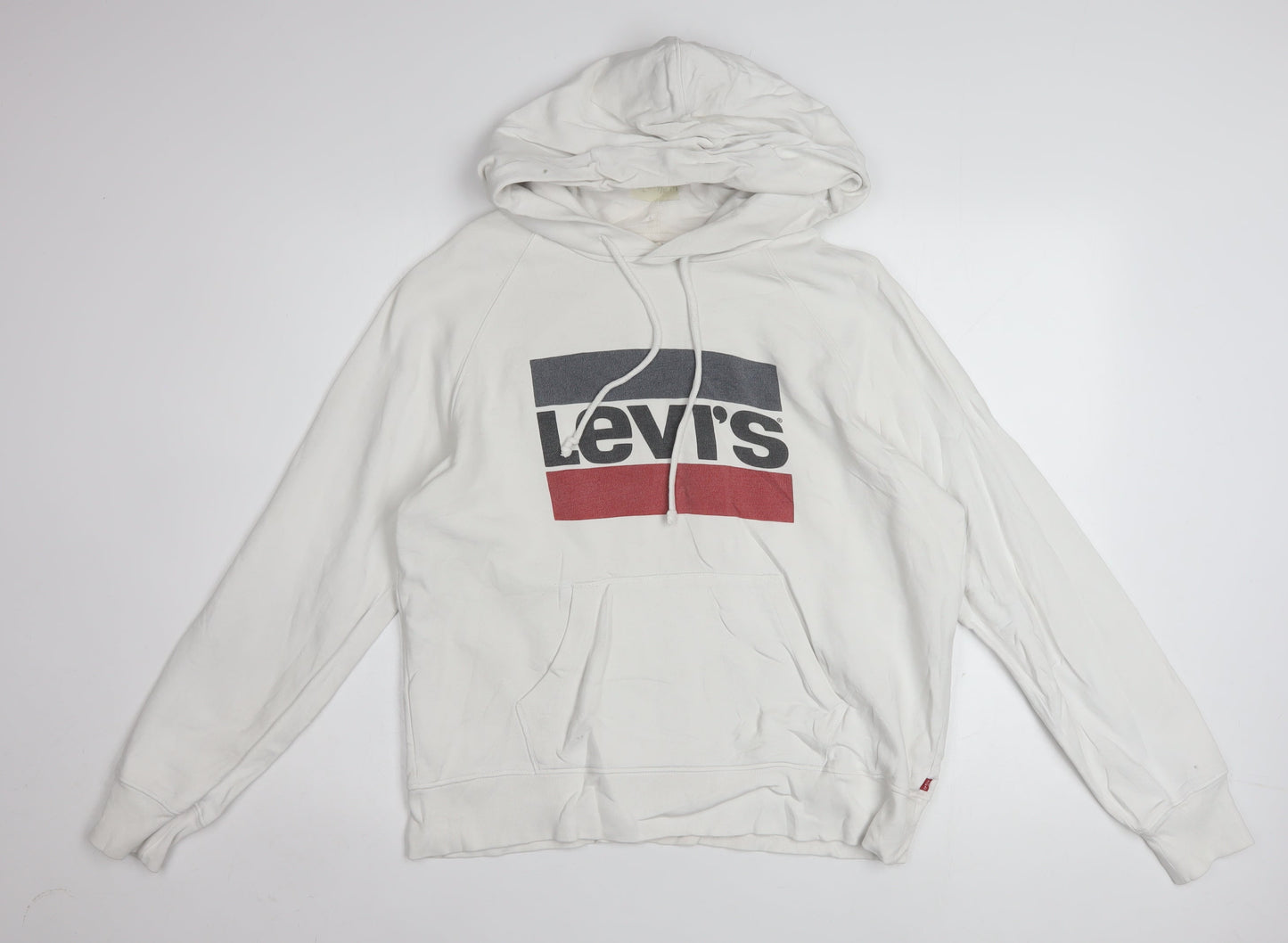 Levi's Men's White Small Pullover Hoodie with Logo Print