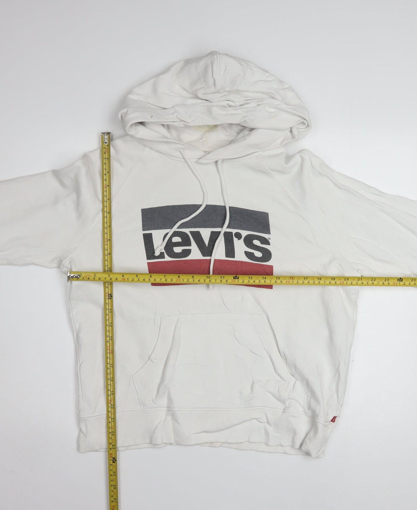 Levi's Men's White Small Pullover Hoodie with Logo Print