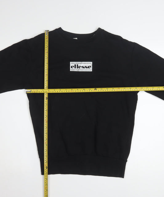 Ellesse Men's Black Small Crew Neck Pullover Sweatshirt