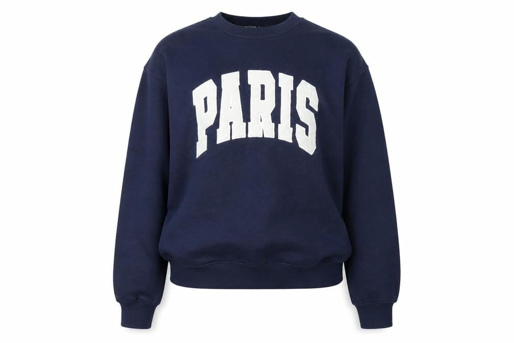 Stradivarius Women Navy Blue Paris Pullover Sweatshirt Size 8