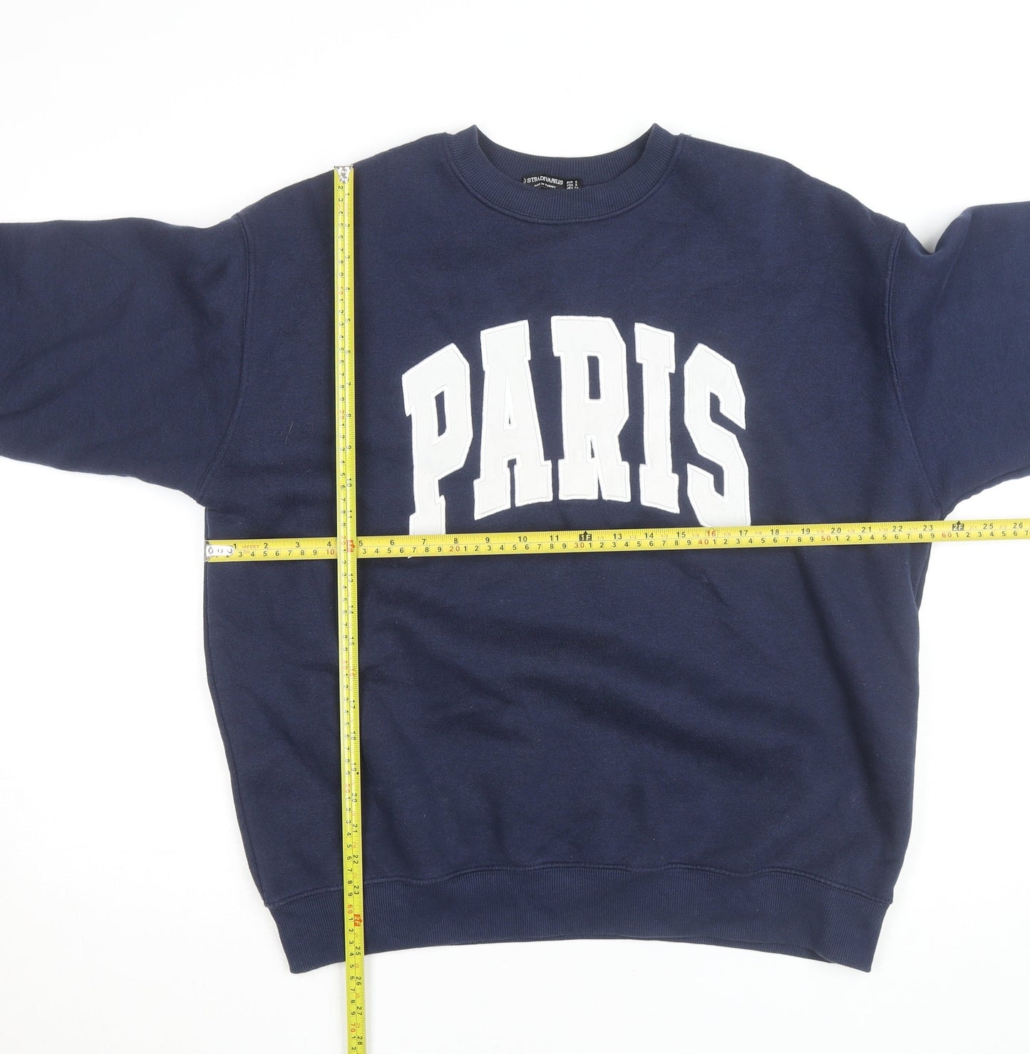 Stradivarius Women Navy Blue Paris Pullover Sweatshirt Size 8