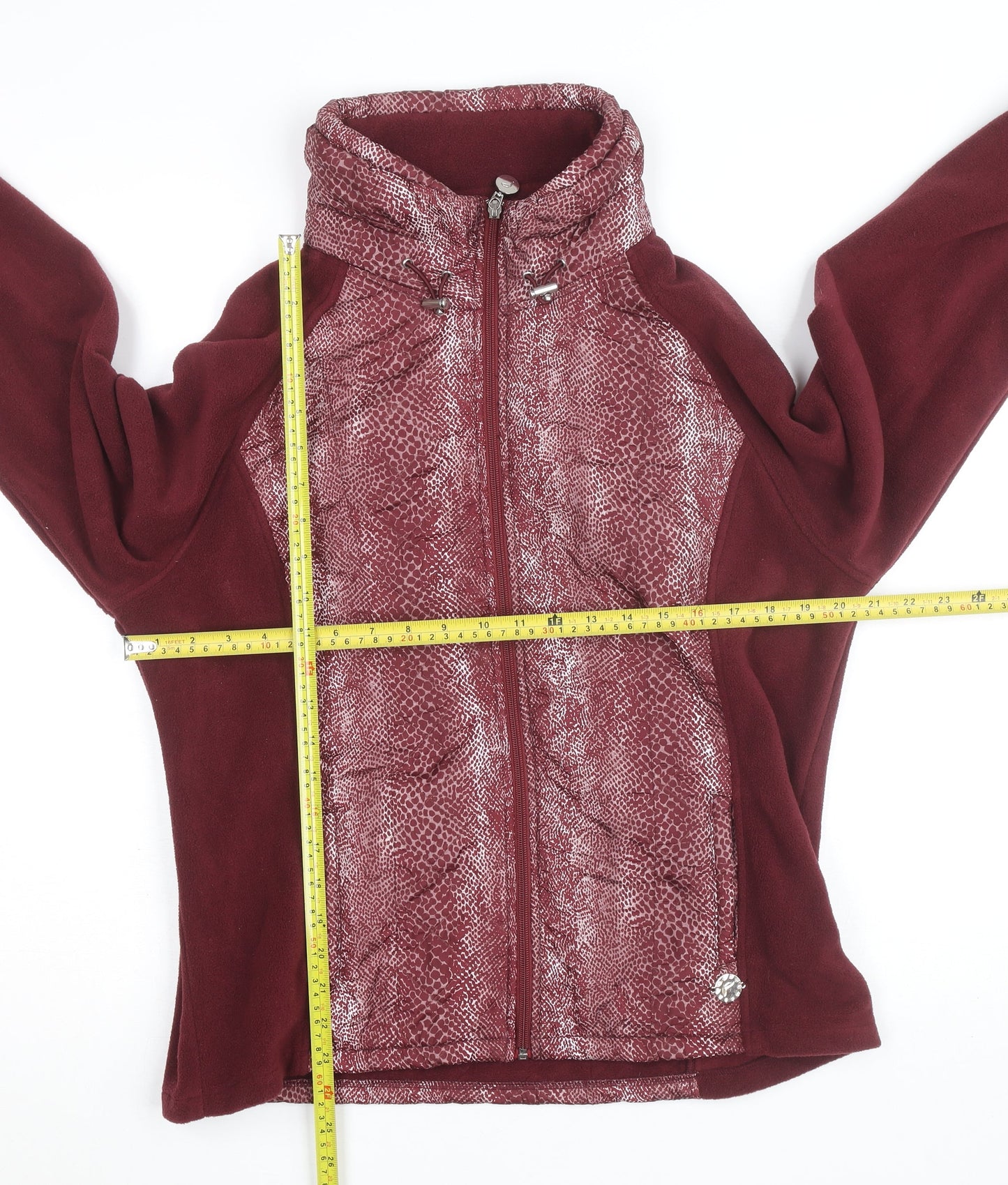 Paco Boutique Women's Red Full Zip Fleece Jumper Size 12