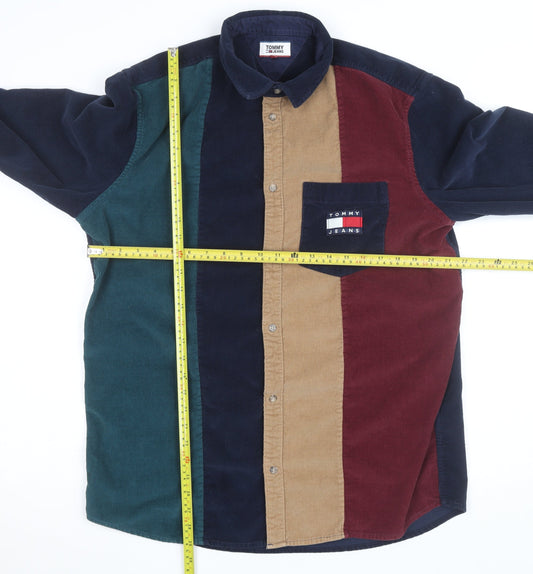 Tommy Jeans Men's Multicoloured Corduroy Button-Up Shirt XL