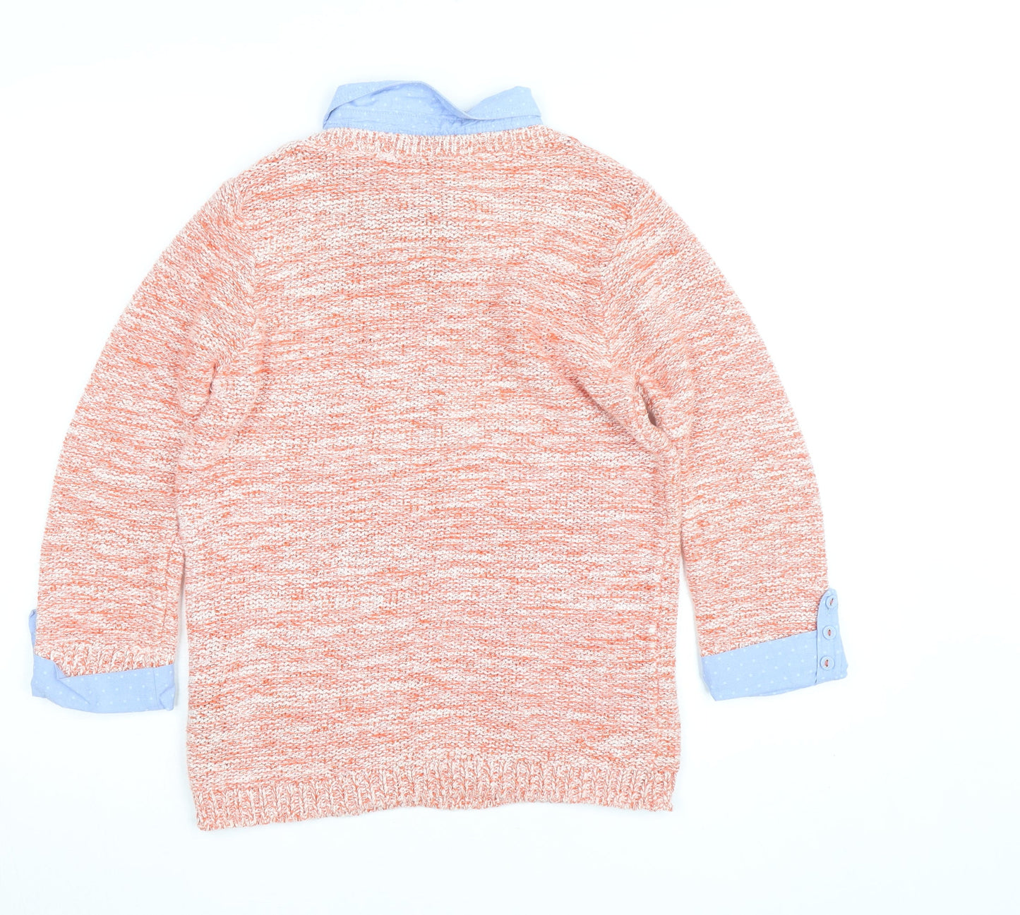 Marks and Spencer Women Orange Cable Knit Cotton Jumper UK 12