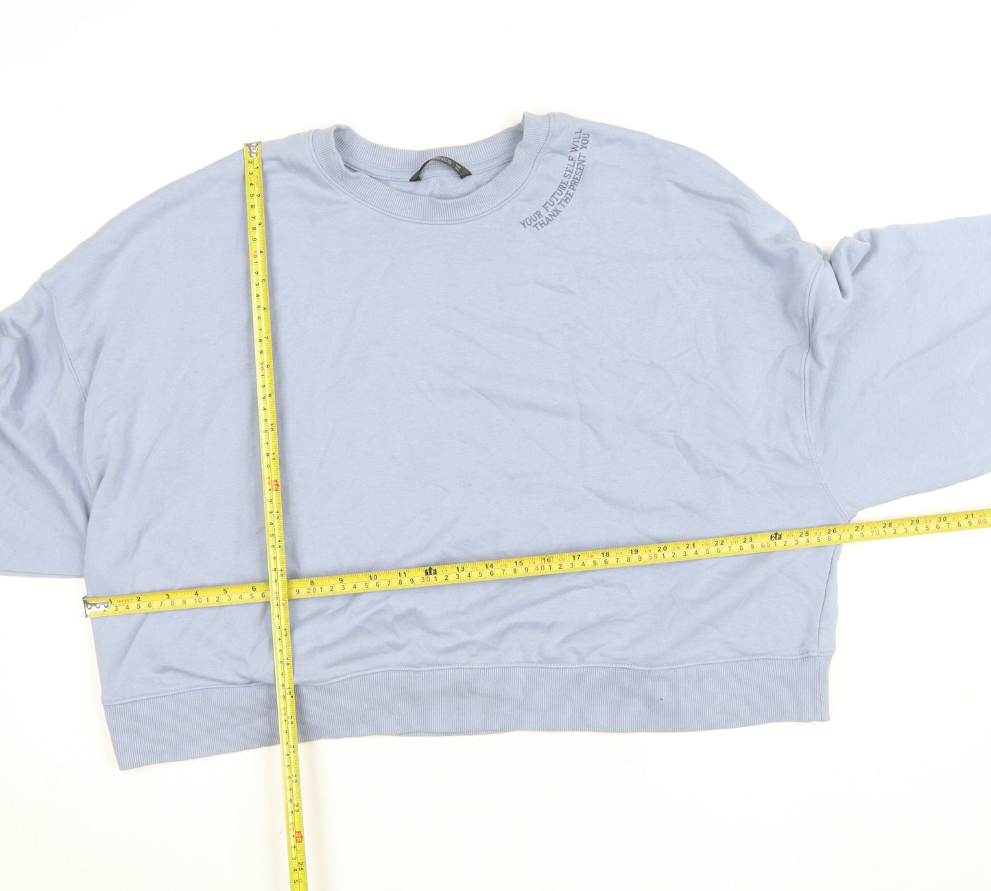 Dunnes Women Blue XXL Pullover Sweatshirt with Embroidered Quote