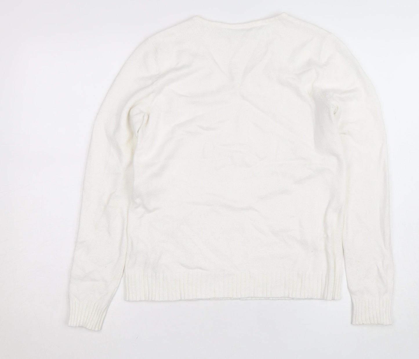 Vila Womens Ivory V-Neck Knit Jumper Size 12 Regular Fit