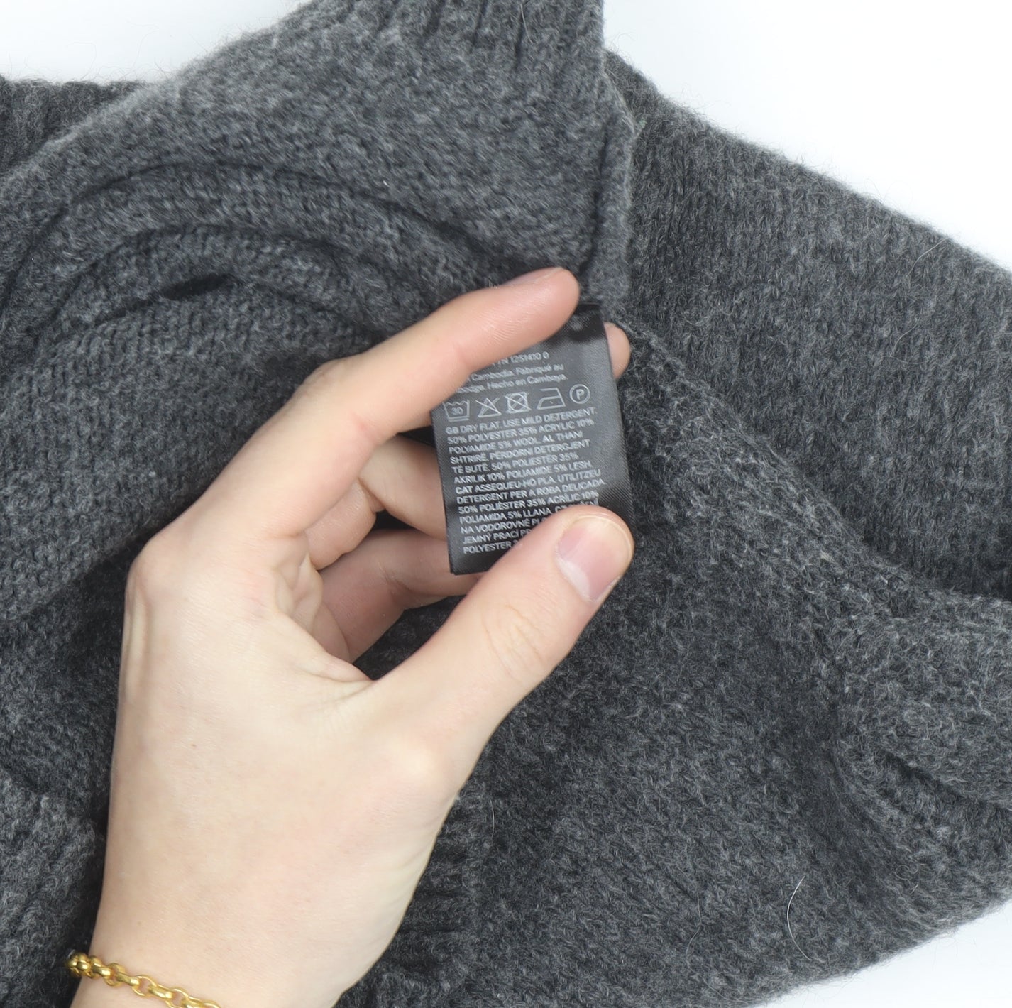 H&M Women's Grey Wool Blend Crew Neck Pullover Jumper XS