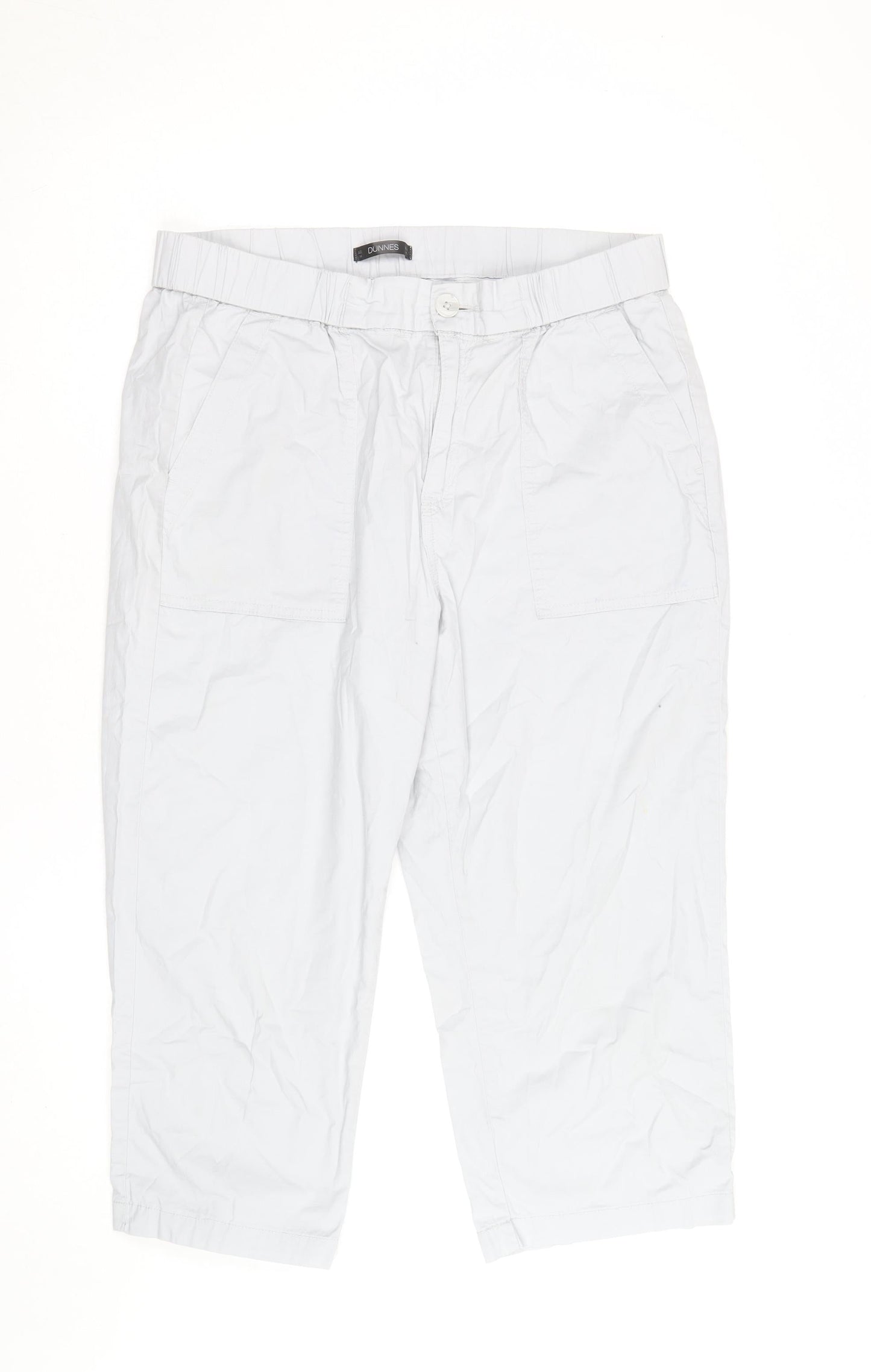 Dunnes Women Grey Cropped Cotton Trousers Size 14