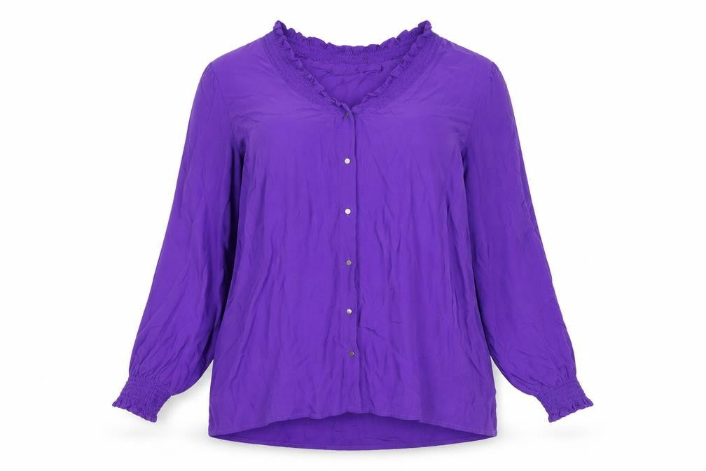 Zizzi Women’s Purple Viscose Ruffle Long Sleeve Tunic Blouse Size L