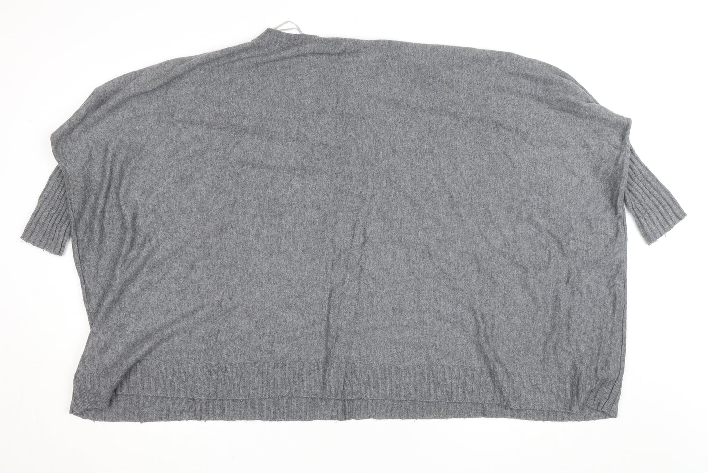 Monsoon Women Grey Knit Crew Neck 3/4 Sleeve Relaxed Jumper S
