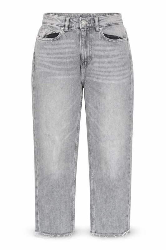 Front view of Only Women’s Grey High Rise Straight Jeans, size UK 8, Regular Fit