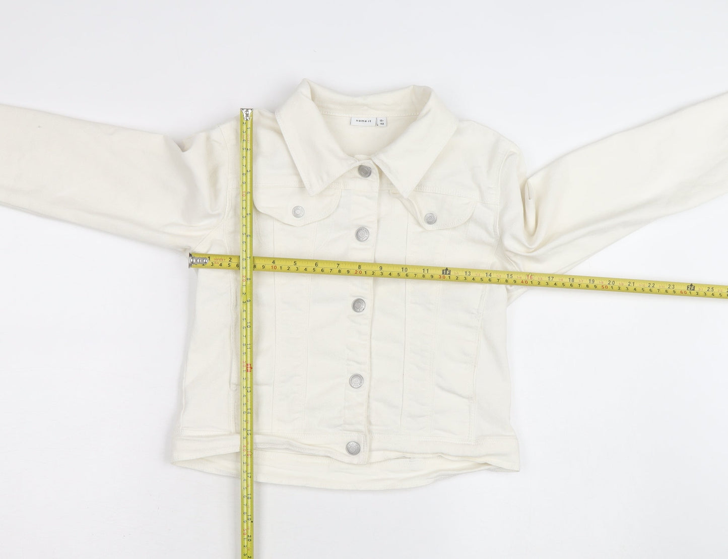 Name It Girls Ivory Denim Button Jacket 12 Years Twill Cotton Blend