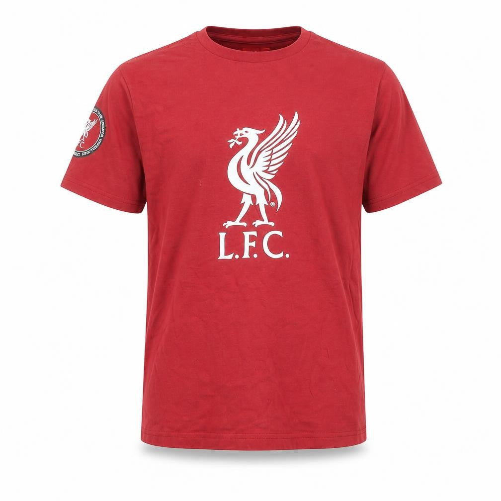 Front view of Liverpool FC boys’ red short sleeve t-shirt 11-12 years crew neck sports tee