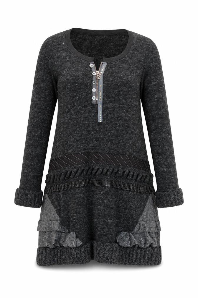 SOGO Collection Women’s Grey Knit Jumper Dress Size M Long Sleeve