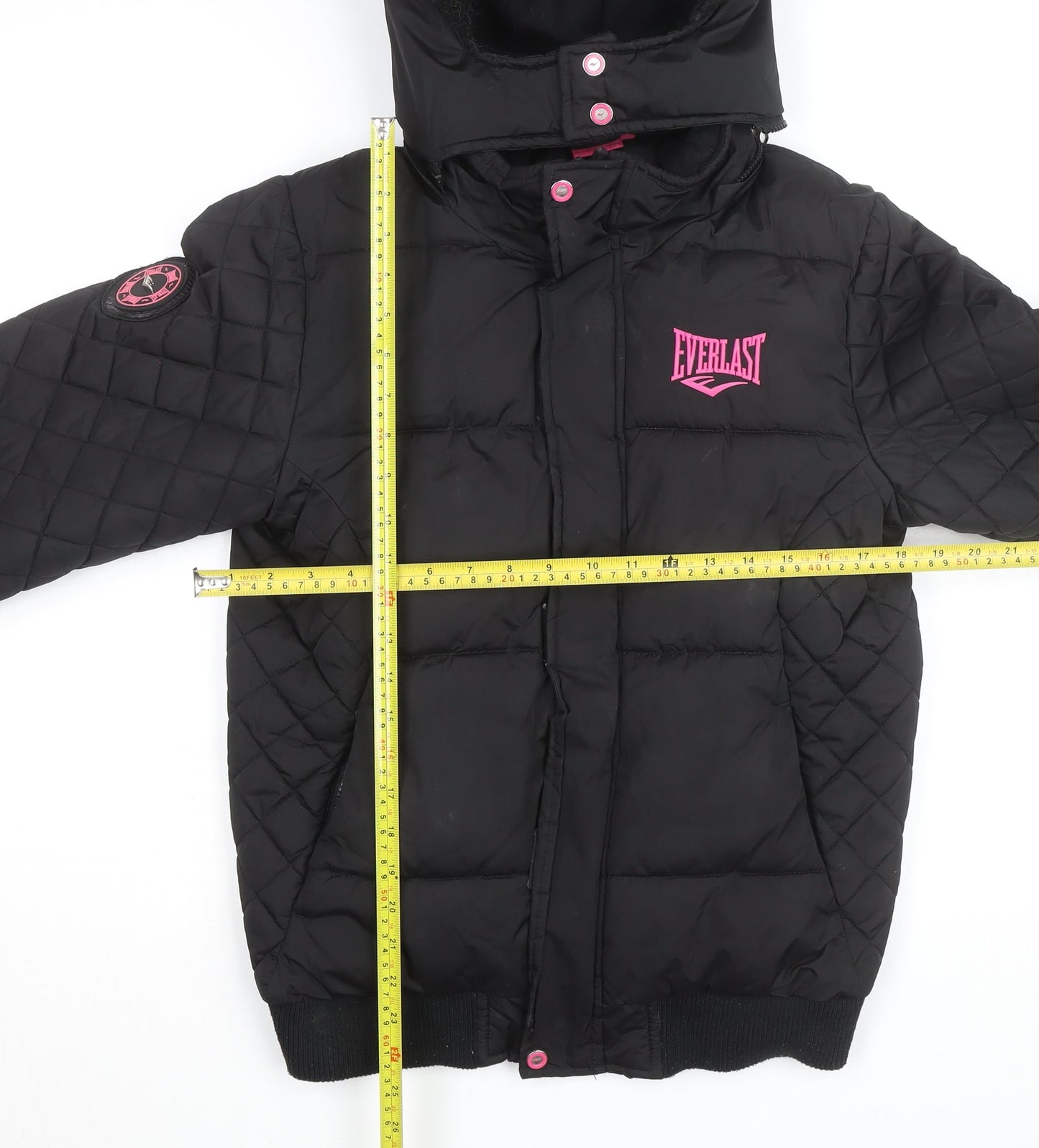 Everlast Women’s Black Size 8 Puffer Jacket Hooded Quilted Winter Coat