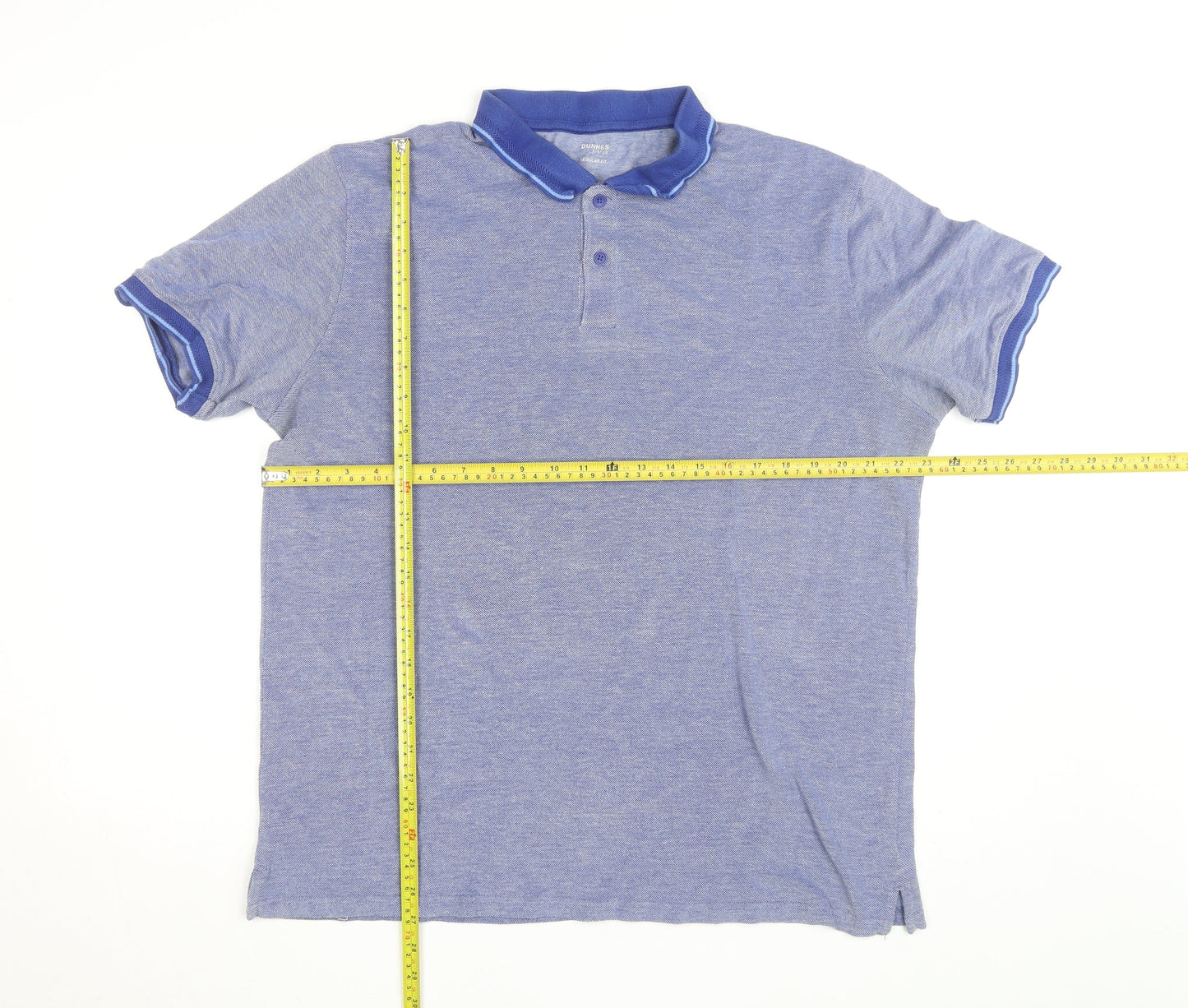 Dunnes Stores Men's Blue Regular Fit Cotton Blend Polo Shirt XL