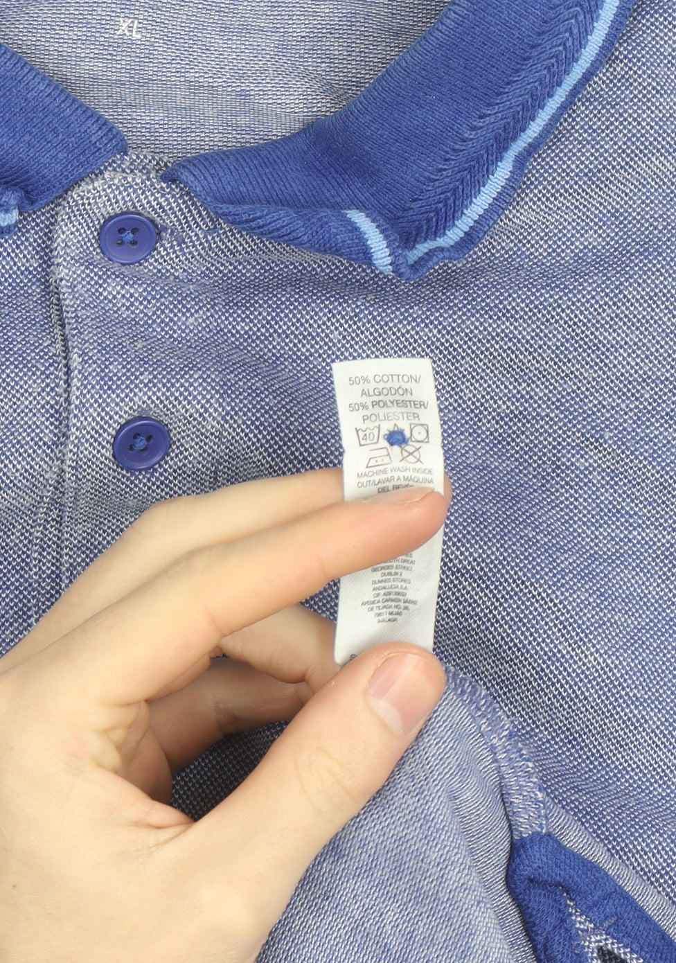 Dunnes Stores Men's Blue Regular Fit Cotton Blend Polo Shirt XL