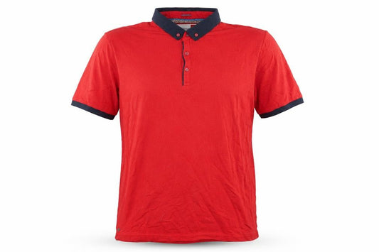 Centered Red Short Sleeve Polo Shirt Men L Cotton Blend Collared