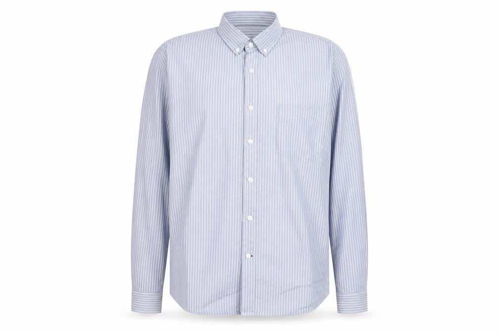 Dunnes Men's Blue Striped Slim Fit Button-Up Shirt XL