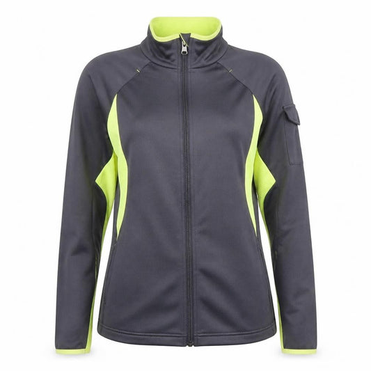 Fila Women Grey & Lime Full Zip Hoodie XL Polyester Activewear