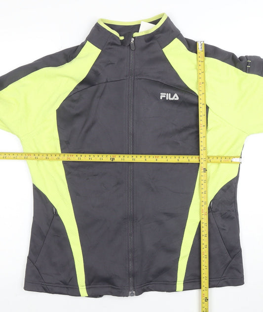 Fila Women Grey & Lime Full Zip Hoodie XL Polyester Activewear