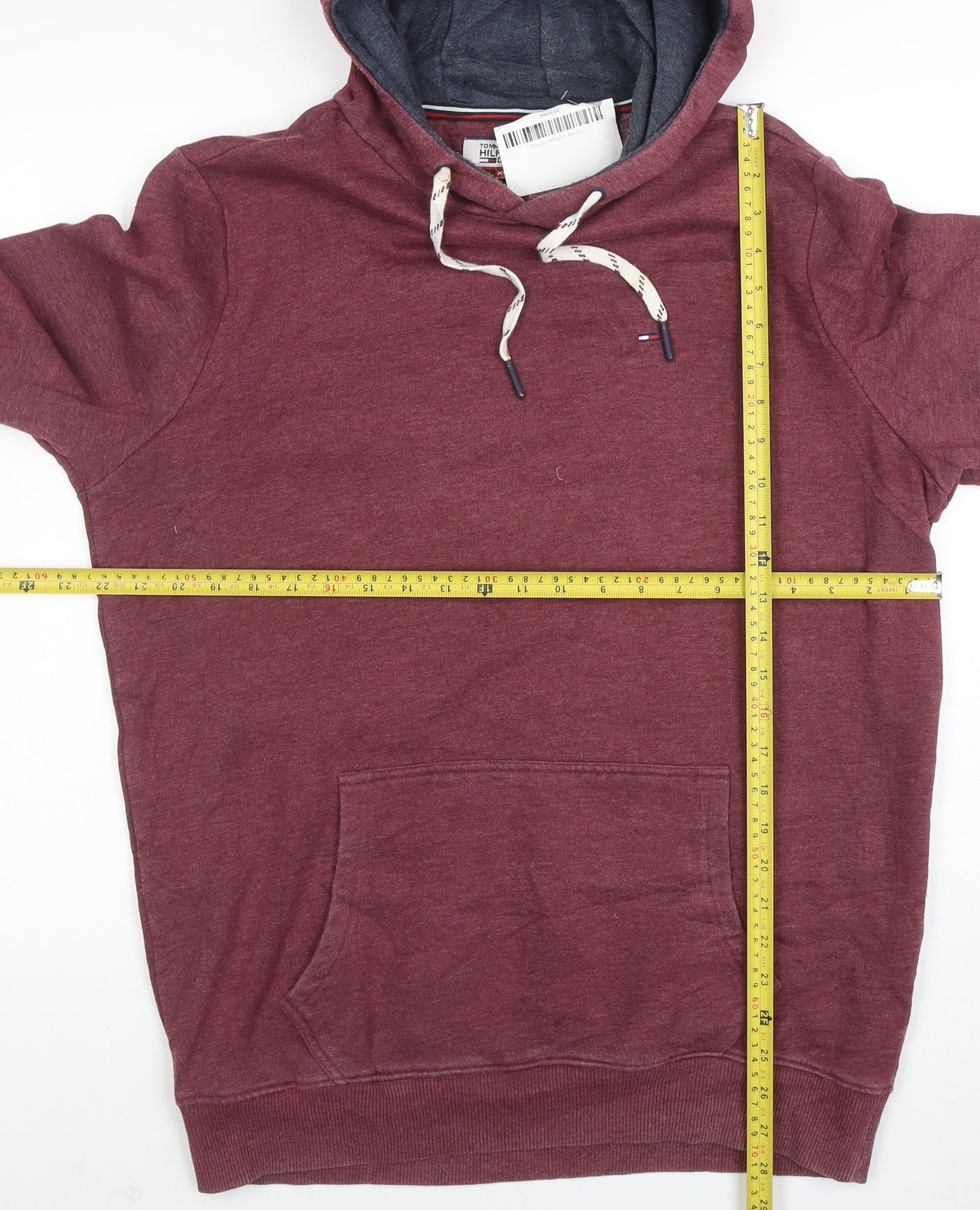 Tommy Hilfiger Denim Men's Red XL Pullover Hoodie with Logo
