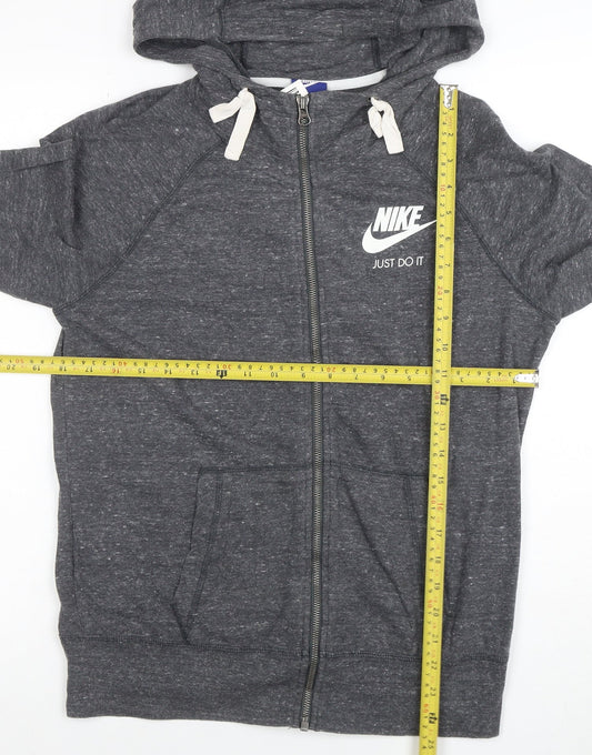 Nike Women's Grey Full Zip Hoodie Medium Just Do It Logo