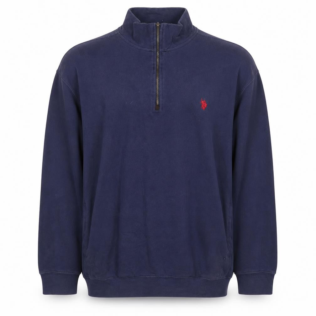 U.S. Polo Assn. Men's Blue 1/4 Zip Sweatshirt Size L Cotton Blend
