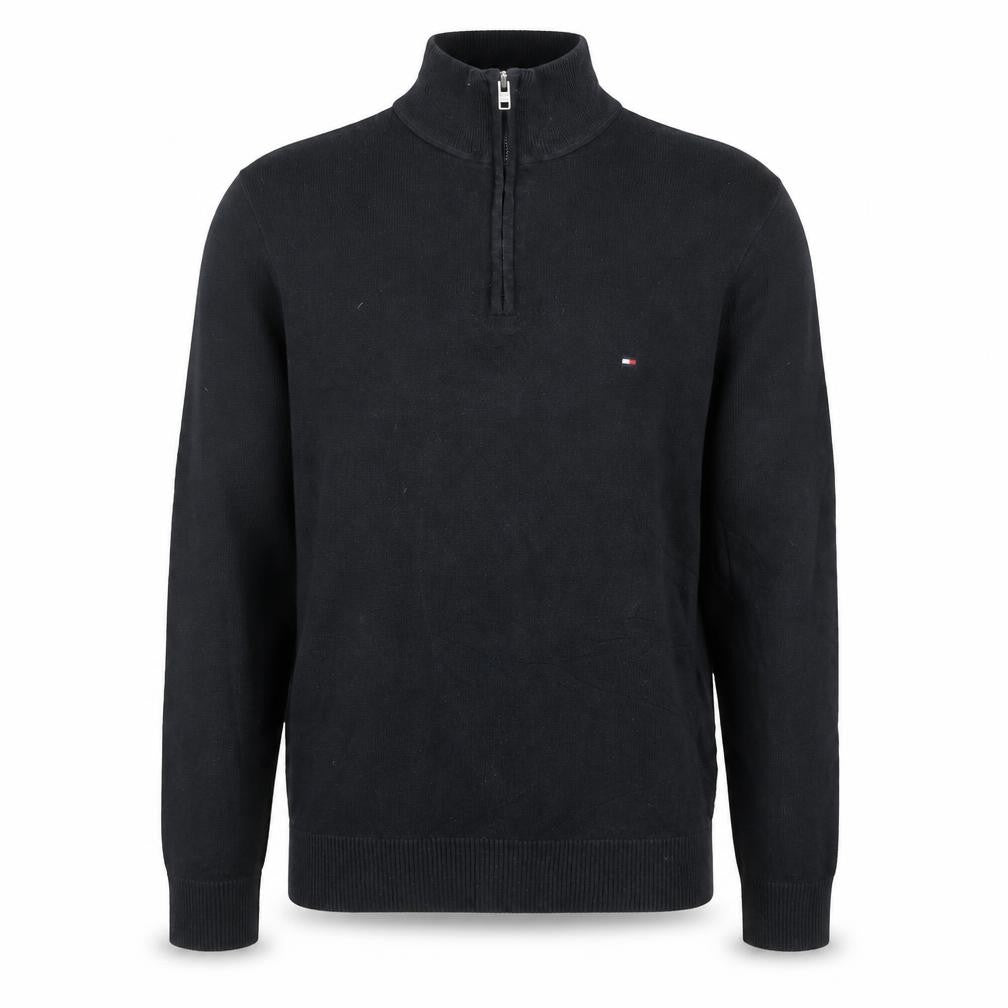 Tommy Hilfiger Men's Black S 1/2 Zip Cotton Cashmere Jumper